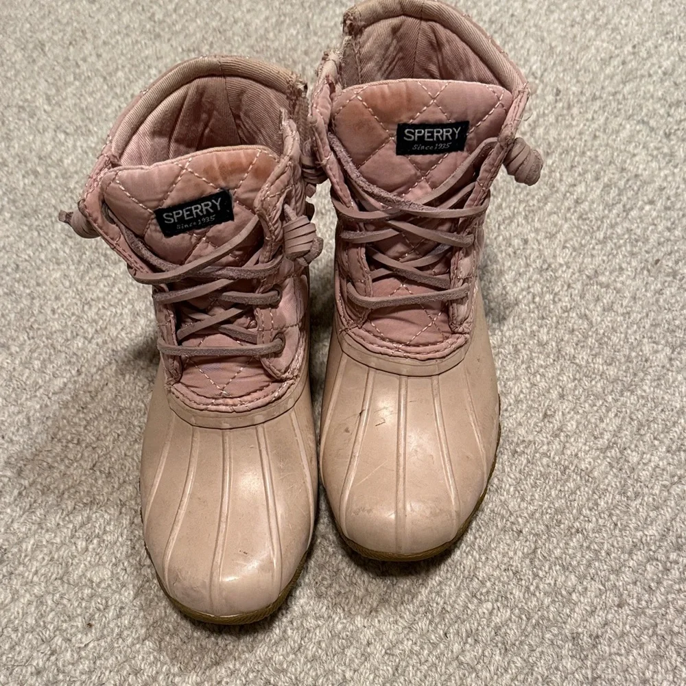 Sperry Kids Blush Pink Quilted Duck Boots